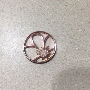 Rose gold flower and diamond origami owl frame.